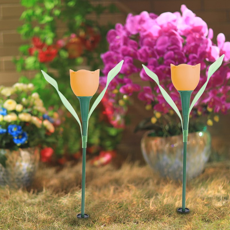 4Pcs Outdoor Solar Power Tulip LED Flower Light Waterproof Garden