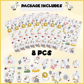 Silly Duck Temporary Tattoos Kids - 160+ Pcs Funny Goose Tattoo Party Decorations Fake Temp Stickers One Goose Birthday Decor for Kids Baby Boys Girls Geese Animals Duck Theme Gifts Supplies Favors