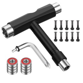 YEYIT Pack of 20 Multifunctional Skateboard Tool, 8 Pieces 608 RS Skateboard Ball Bearings, T Tool Skate Tool with Phillips Screwdriver Type L, 10 Pieces Skateboard Attachment Screws