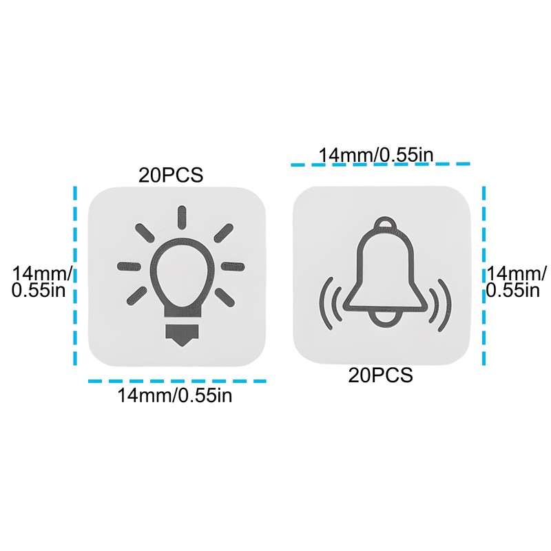 VGOL 40pcs Transparent Switch Sticker Set Bells Stickers Light Symbol