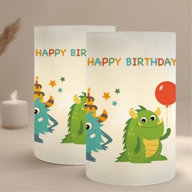 MeinBaby123® Pack of 10 Lantern Table Decoration Monster Children's Birthday Decoration Boys Birthday Decoration Monster Party Theme Party Monster Decoration (Monster)