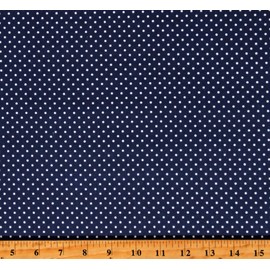 Riley Blake Cotton Swiss Dot Polka Dots Spots Spotted White on Navy Blue Cotton Fabric Print by The Yard (C670-21), 44 Inches