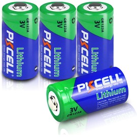 PKCELL CR123A Battery 123A Lithium Batteries 4Pack 1500mAh CR17345 3V Lithium Batteries for Intensity Flashlights, Security Alarm System, Ring Sensor