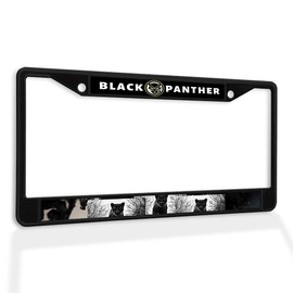 Fastasticdeals Metal Insert License Plate Frame Black Panther Weatherproof Car Accessories Black 2 Holes Solid Insert