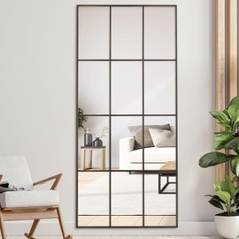 Anpark Windowpane Mirror Full Length 71"x30" Wall Mounted Mirror Faded Bronze Frame Vintage Distressed Art Pane Leaning Hanging Wall for Home Decor in Living Room Bedroom Hallway Entrance