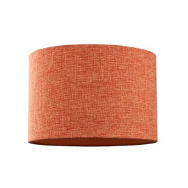Contemporary and Sleek 12 Inch Rustic Orange Linen Fabric Drum Lamp Shade 60w Maximum | 30cm Diameter | for Table Lamp or Pendant by Happy Homewares
