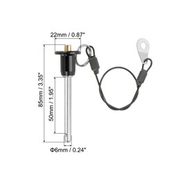 PATIKIL Quick Release Pin 1/4" x 1.97", Ball Locking Pin 304 Stainless Steel Quick Release Fastening Safety Locating Pins with Push Button 25 cm Lanyard Cable (6 x 50mm)