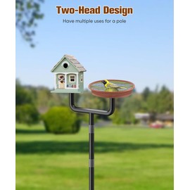 Sungaryard 2 Holders Upgrade Bird House Pole with 90inch for Outdoor Bird Feeder Bath, Heavy Duty Adjustable Birdhouse Stand with 4 Plates & 5 Prong Base for Garden, Yard(NO Birdhouse & Birdbath)
