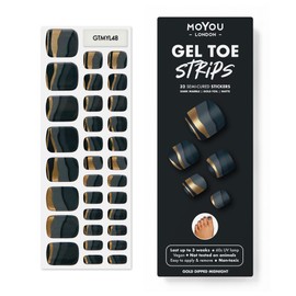 MOYOU LONDON Semi Cured Gel Nail Strips, 32 Pcs. Gel Wraps, Easy Apply & Remove for Salon-Quality Pedicure, Works with Any Nail Lamps