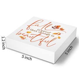 Woght Cute Fall Decor Decoration for Home, Fall Is Proof That Change Is Beautiful Sign Autumn Leaves Decorations Sign, Autumn Home Office Desk Table Cubicle Shelf Decor 5 X 5 Inch
