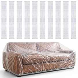 Dexpally 10 Pack Plastic Sofa Covers 360x240cm Extra-Large Couch Cover, Waterproof & Dustproof Sofa Protector Transparent, Ideal Protective Cover for Home, Apartment, Office