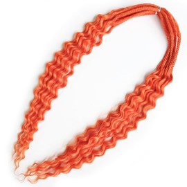 Curly Dreads with Box Braid Boho Style Dreads Synthetic Double Ended Dreadlock Extensions 26inches 10 Strands Thin Soft DE Dreadlock Extensions (Orange)