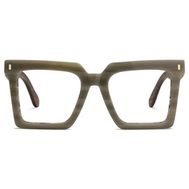 Zeelool Vintage Square Wood Arm Eyeglasses Frame for Men with Non-prescription Clear Lens ZJGX320783-02 Grey