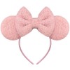 Trnerm Pink Mouse Ears Headband for Women, Soft Plush Park