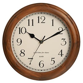 Kesin - Reloj de pared de madera con diseño retro, relojes de pared redondos de 11 pulgadas, funciona con pilas, silencioso, sin tictac,...