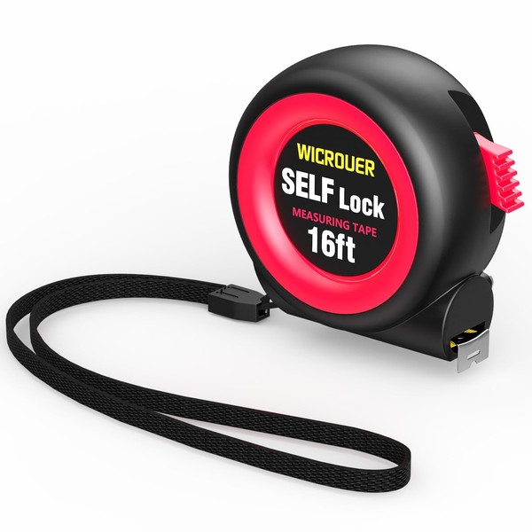 WICROUER Tape Measure16FT Self-Locking, Steel Made Retractable Measurement, Imperial/Metric Scale,