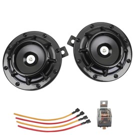 GAMPRO Eletric Car Horn Kit 12V 135db Super Loud High Tone and Low Tone Metal Twin Horn Kit with Bracket for Cars Trucks SUVs RVs Vans Motorcycles Off road Boats(Black)