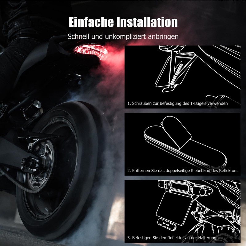 Ancable Motorcycle Reflector Set with T-Bracket and 3 Pieces 96