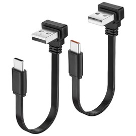 Xyembu Right Angle USB to Type C Adapter 90 Degree Flexible Flat USB A to C Cable 66W 4inch-10CM for Vehicles, Desktop PCs and More,2Pcs