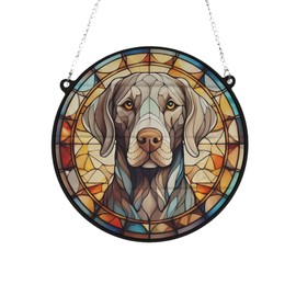 Image Industry Weimaraner Stained Glass Effect Suncatcher - Garden Gift - Dog Gift - Pet Memorial (19cm)