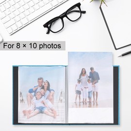 Ayorasly Small Photo Albums for 8 × 10 Photos, 2 Pack Linen Cover Memory Books with Display Window, Each Holds 52 Photos, Blue Picture Albums for Baby Growth Wedding Travel