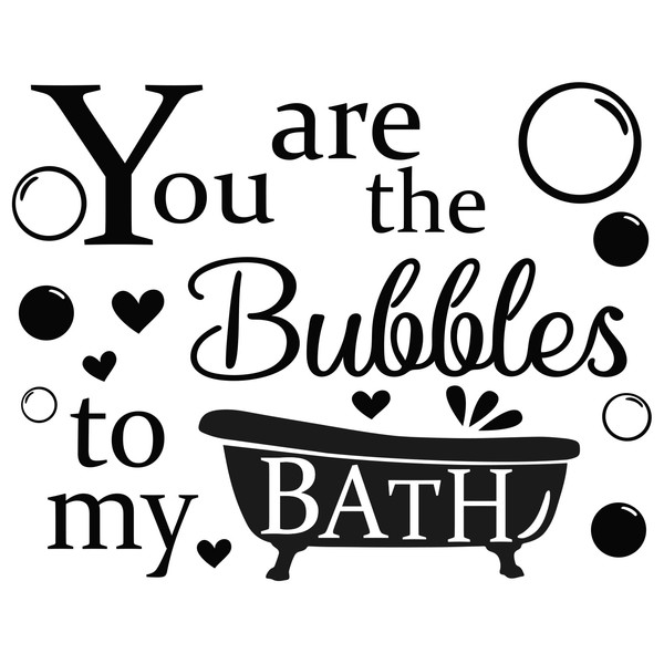 PLIGREAT Bathroom Vinyl Wall Sticker, You are The Bubbles to My Bath Wall Decal, Romantic Couple Wall Stickers for Bath Wall Decoration, 50×39cm