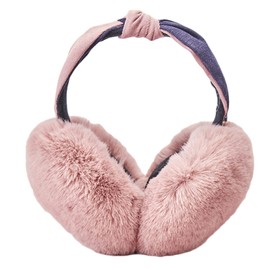 IHCEMIH Ear Muffs, Women Earmuffs Winter Accessories Fluffy Plush Foldable Knot Adults Outdoor Thermal Ear Warmer Skiing Running Ears Covers Protector from Wind Cold Fashion Gift for Girls Ladies Pink