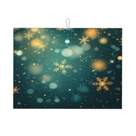 Tapete de secado de platos, copos de nieve, verde, Navidad, Año Nuevo, microfibra, absorbente, antideslizante, de secado rápido, resistente al calor, para día festivo, decorativo, para platos, tazas