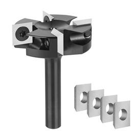 SpeTool Face Cutter 8 mm Shank 40 mm Diameter Surface Milling Cutter for Router with 4 Interchangeable Carbide Blades (10.5 mm x 10.5 mm x 2.2 mm) 4 Flutes CNC Face Milling Cutter for Wood Turntable