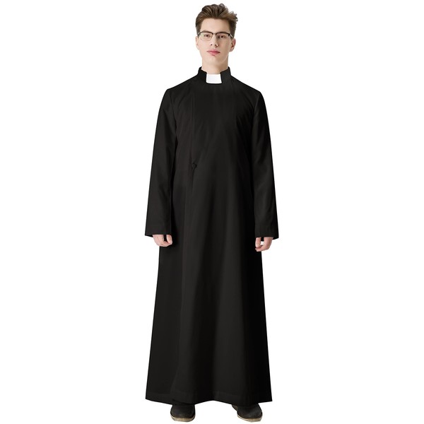 IvyRobes Unisex Adults Pulpit(Clergy) Anglican Cassock with Tab Insert Collar