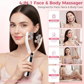 Facial Massager, Face Roller for Jawline Sculpting and Puffiness Care, Wireless V-Shape Face and Neck Massager, Facial Roller Lymphatic Drainage Recha