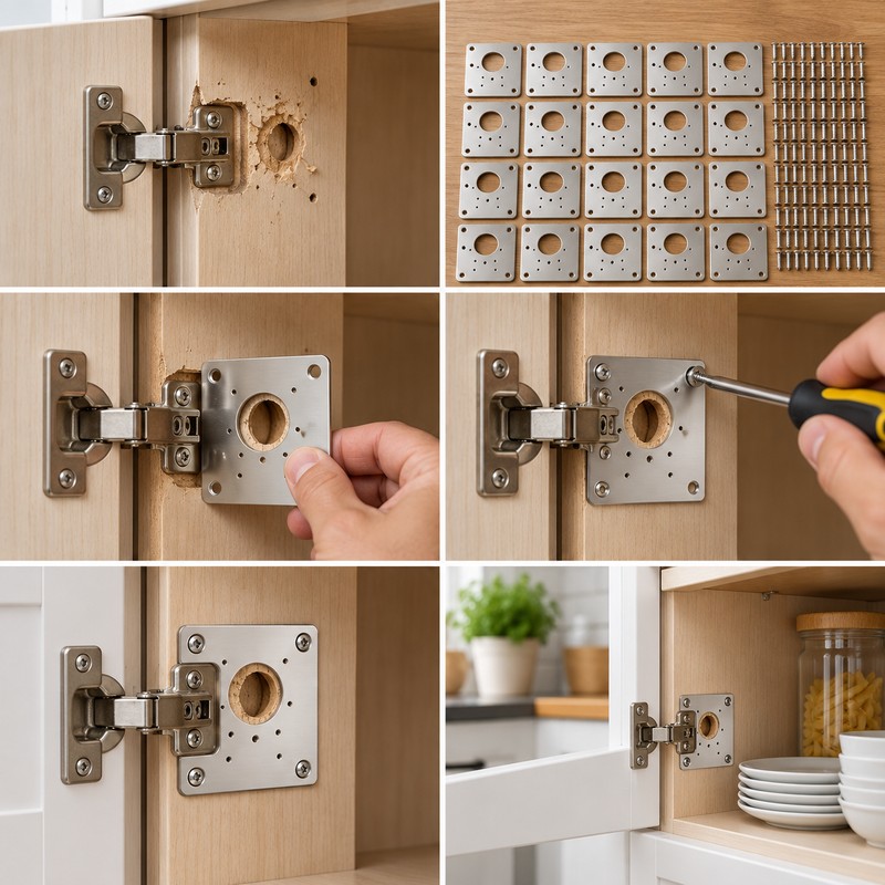 Stainless Steel Cabinet Hinge Repair Plates – 20 Sets with
