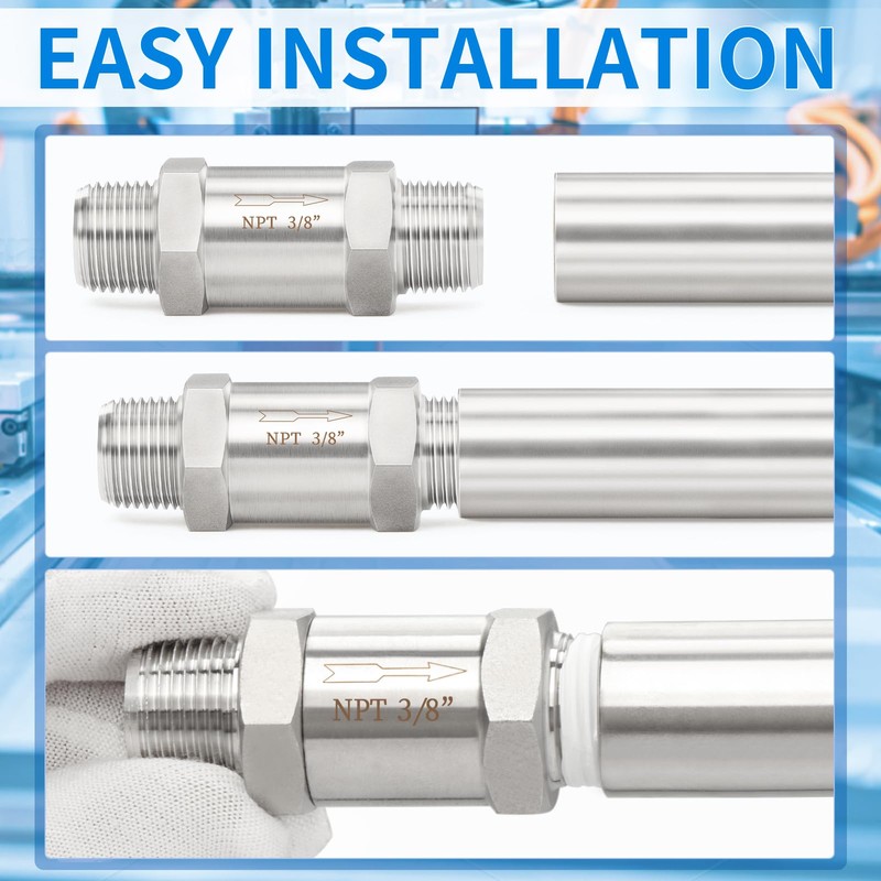 ChillWaves 304 Stainless Steel In-Line Split Check Valve 3/8" NPT