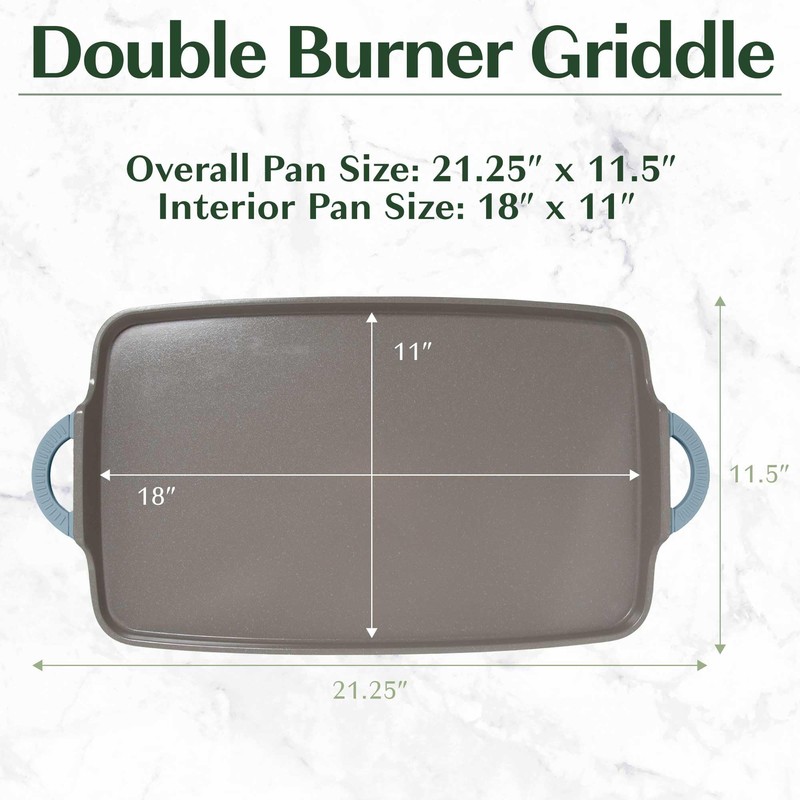 Goodful All-in-One Double Burner Griddle, Ceramic Nonstick, Durable Cast Aluminum,