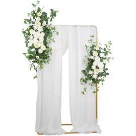 WEDFLOR Wedding Arch Flower Kit of 2 - Artificial Flower Swag Wedding Welcome Sign Decorative Floral Swags for Wedding Reception Ceremony Signs Wedding Chair Ceremony Floral Decor (White)