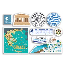 A5 Sticker Sheet Greece Vinyl Stickers - Landmarks Flag Greek Country Holiday Map Travel #78486
