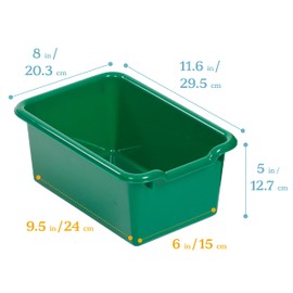 ECR4Kids Scoop Front Storage Bin, Multipurpose Organization, Green, 30-Piece