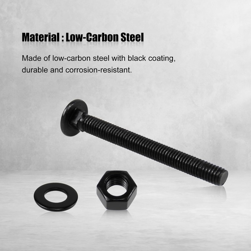 CNQLIS Carriage Bolt Kit, 3/8 x3-1/2 Inch Black Rustproof Carriage