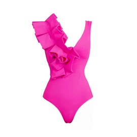 One Piece Swimsuit with Coverup for Women Ruffle V Neck Vintage Floral Print Bathing Suit Sarong Wrap Skirt Beach Cover up Swimwear Padded Monokini Two Piece Bikini Set Rose Ruffle S