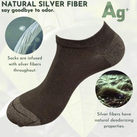 GMAGHECHEN Silver Infused Ankle Running Socks Men Women – Breathable Moisture-Wicking Gym Socks for Workout & Travel, Brown, One Size