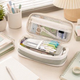 Telescopic Canvas Pencil Case for School & Office - Expandable Large-Capacity Organizer for Pens, Pencils & Stationery