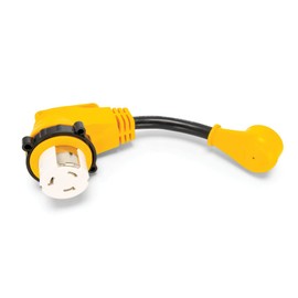 Camco Power Grip Heavy-Duty Adapter - Designed to Connect 50-amp RV or Boat Power Inlet to a 15-amp Extension Cord - 12-inch (55638)