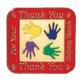 Thank You Helping Hands Volunteer Appreciation Award Pins, 12 Pins