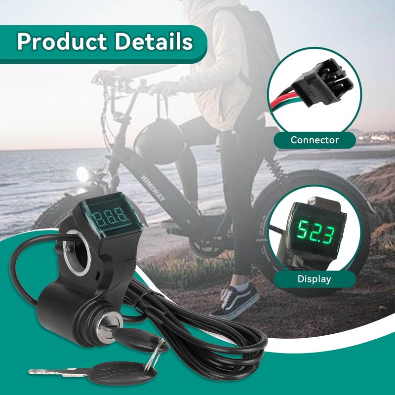 Frdhee E Bike Voltage Display, Electric Bike Thumb Throttle LCD