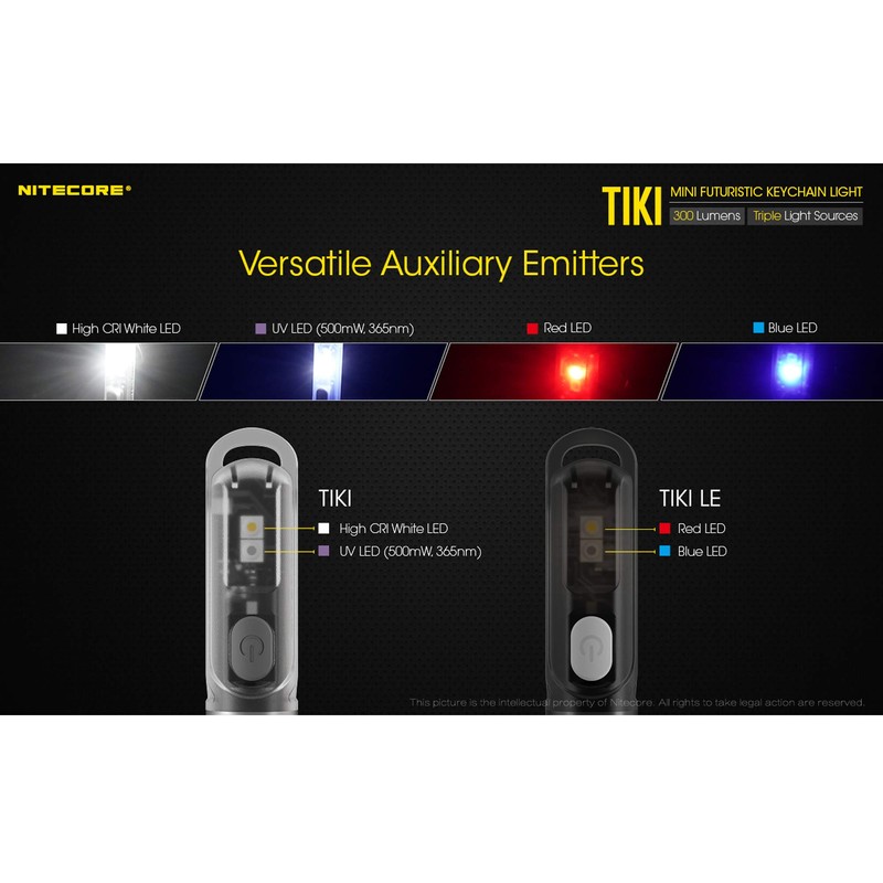 Nitecore Tiki LE Keychain Flashlight, 300 Lumens USB-C Rechargeable with