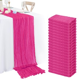20 Pack 10Ft Hot Pink Cheesecloth Table Runner Boho Romantic Gauze Table Runner Cheese Cloth Long Table Runner for Wedding Party Bridal Shower Thanksgiving Christmas Decoration