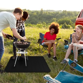 Fire Pit Mat for Decking, 65"×48" Reusable Fireproof Mat 165×120 cm Large Foldable BBQ Mats Suitable for Fire Pits Barbecues Floors Patios Lawns Camping Fireplaces