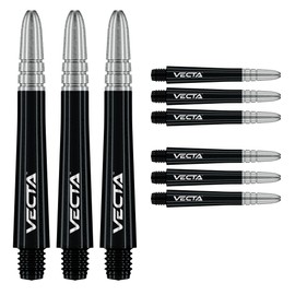 WINMAU Dart Shaft - Vecta Polycarbonate Dart Stems - 1 Set per pack (3 darts Shafts in total) - Professional Darts Accessories - Black and Silver Medium Shafts