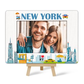 New York Picture Frame, New York Souvenirs Picture Frame,Travel Frame, New York Travel Gift For Newlyweds Couples Wife Girlfriend, Birthday Wedding Honeymoon Gift, Photo Frame For Tabletop Decor C(12)
