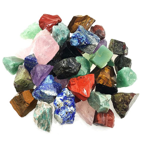 UFEEL 3 lbs Bulk Rough Stone Mix - Large 1" Natural Raw Crystals for Tumbling, Cabbing, Polishing, Wire Wrapping
